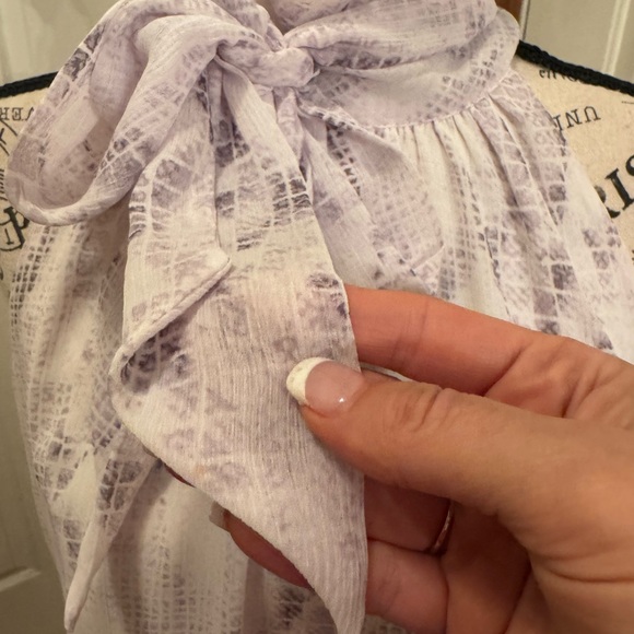 White House Black Market purple and white snake skin halter top - removable bow - Picture 5 of 14